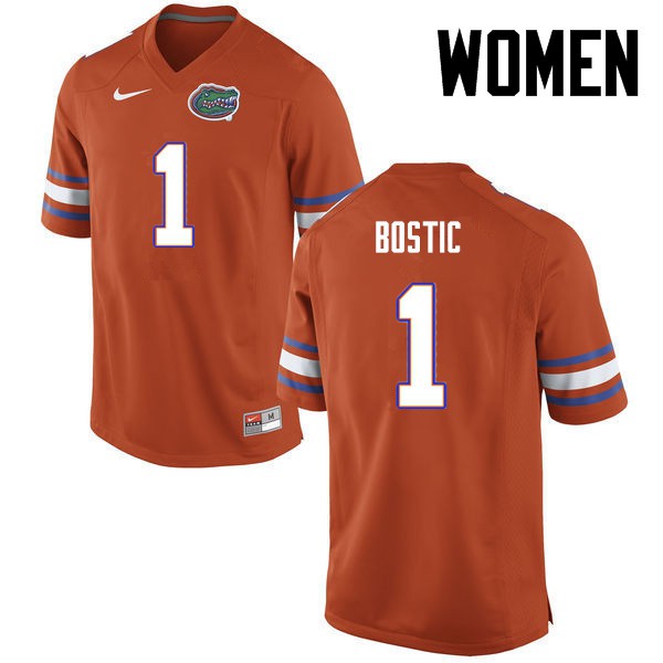 Florida Gators Women #1 Jonathan Bostic College Football Jersey Orange